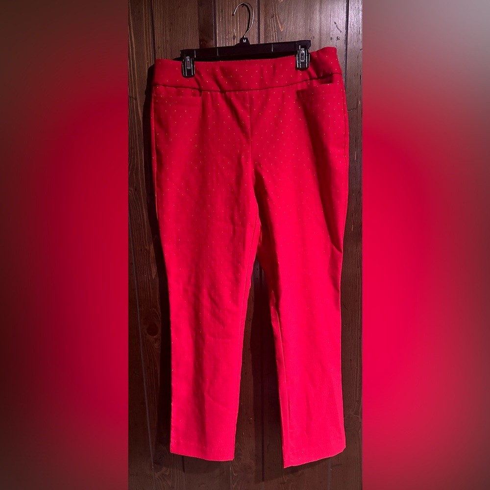 Kim Rogers crop sparkle-diamond print pants.